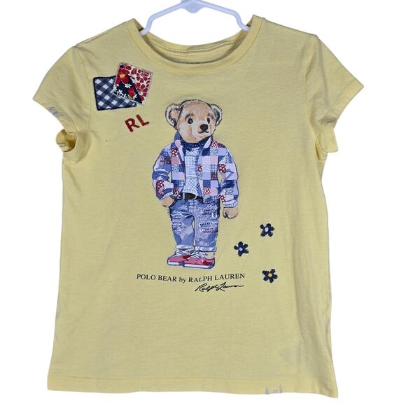 Ralph Lauren Other - Polo Ralph Lauren Shirt Girls Size 7 Yellow Polo Bear Graphic Tee RL Logo Floral